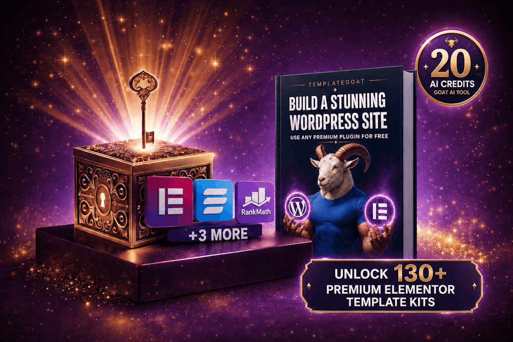 TemplateGoat Premium Elementor Template Kit Library — 140+ premium kits included with the $47 lifetime bundle