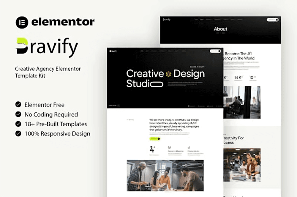 Bravify creative agency Elementor template kit design
